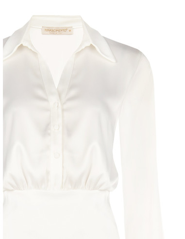 Blouse en satin avec encolure en V et boutons assortis Rinascimento