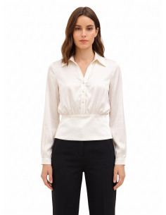 Blouse en satin avec encolure en V et boutons assortis Rinascimento