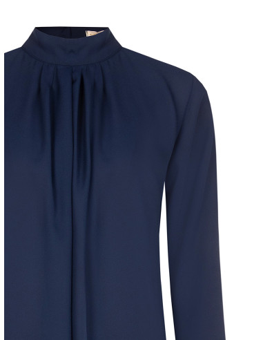 Vloeiende georgetteblouse met plooien aan de voorkant Rinascimento