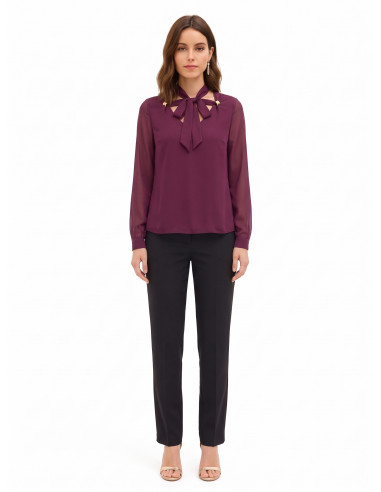 Vloeiende satijnen blouse met lange mouwen Rinascimento