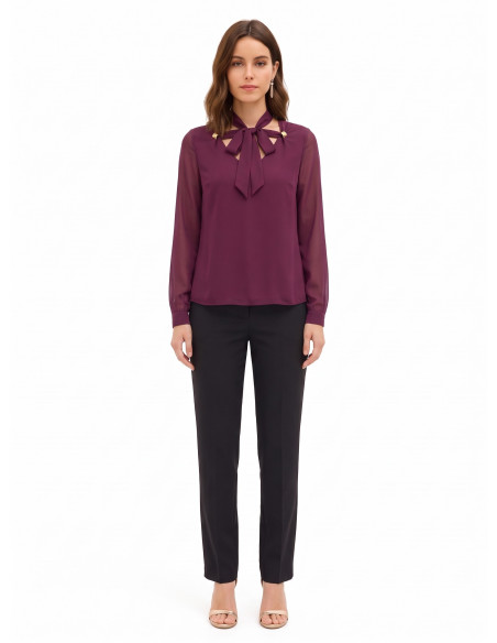 Vloeiende satijnen blouse met lange mouwen Rinascimento