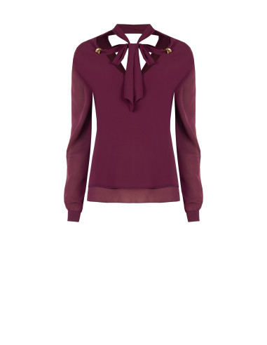 Blouse fluide à manches longues en satin Rinascimento