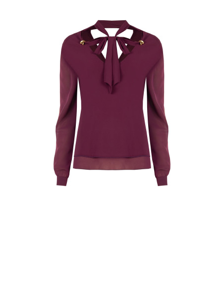 Blouse fluide à manches longues en satin Rinascimento