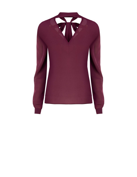 Blouse fluide à manches longues en satin Rinascimento