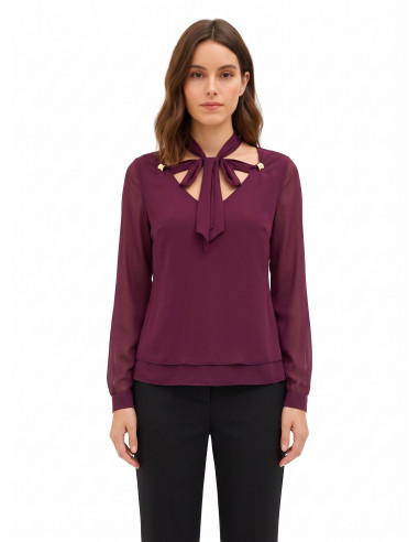 Blouse fluide à manches longues en satin Rinascimento