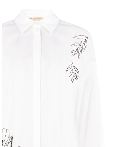 Chemise oversize en coton avec boutons dissimulés et strass Rinascimento