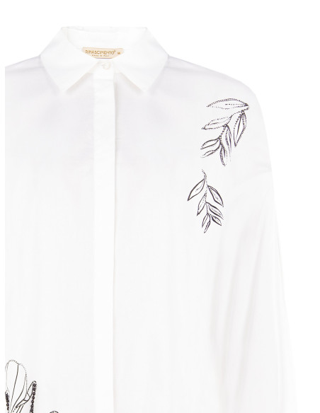 Chemise oversize en coton avec boutons dissimulés et strass Rinascimento