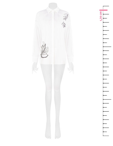 Oversized katoenen blouse met verborgen knopen en strasssteentjes Rinascimento