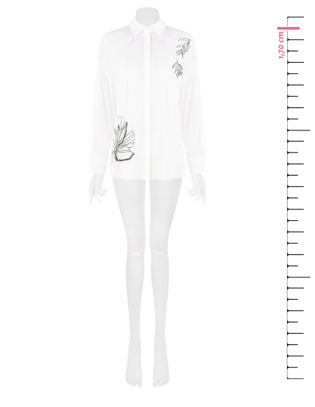 Chemise oversize en coton avec boutons dissimulés et strass Rinascimento