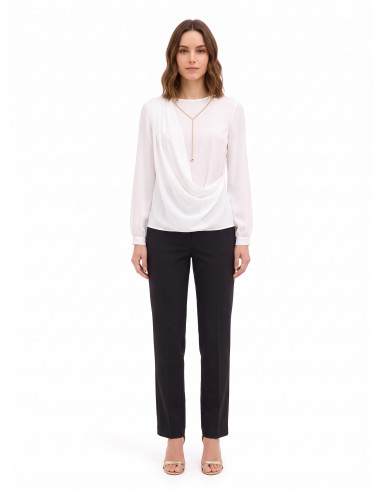 Blouse en georgette avec drapé et détail chaîne Rinascimento