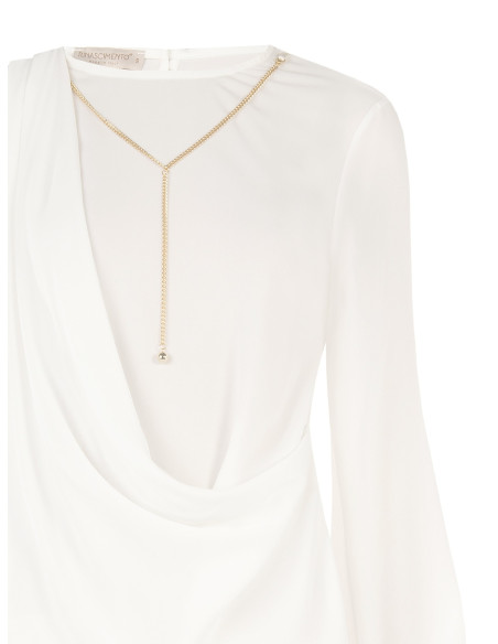 Blouse en georgette avec drapé et détail chaîne Rinascimento