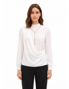Blouse en georgette avec drapé et détail chaîne Rinascimento