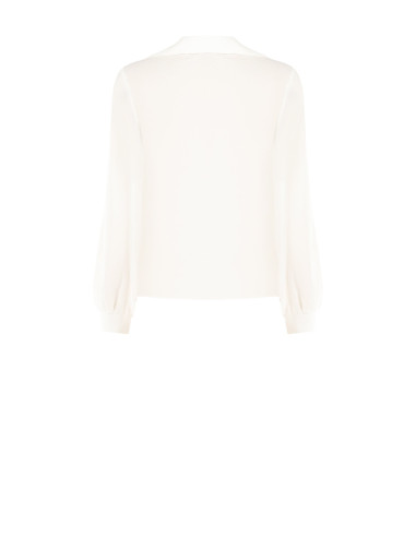 Soepelvallende blouse van georgette met V-hals en logolabels Rr Rinascimento