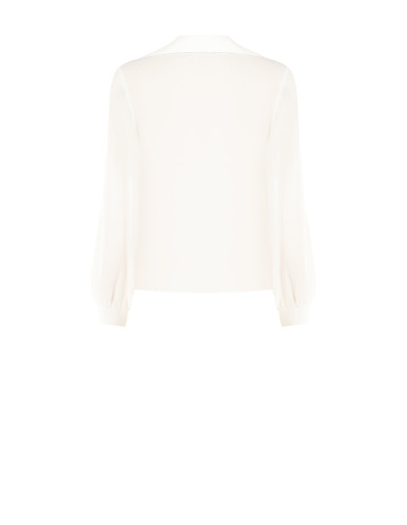 Blouse fluide en georgette avec col en V et étiquettes logo RR Rinascimento
