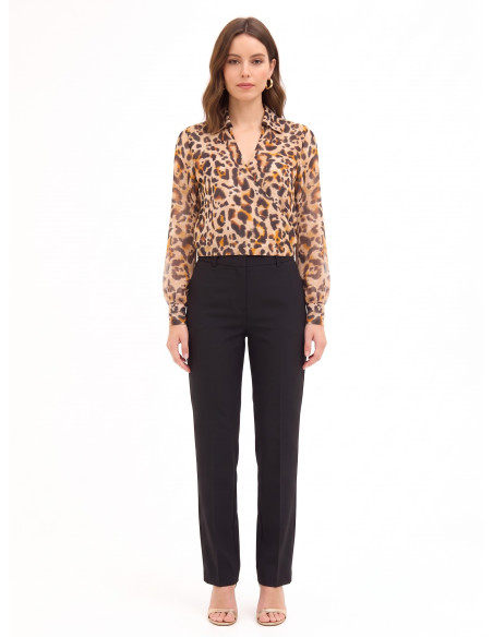 Blouse ballon en georgette mouchetée avec gouttes de lurex et décolleté en V croisé Rinascimento