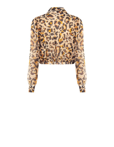 Blouse ballon en georgette mouchetée avec gouttes de lurex et décolleté en V croisé Rinascimento