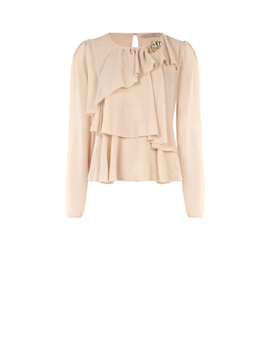 Blouse en georgette à volants superposés avec broche décorative Rinascimento