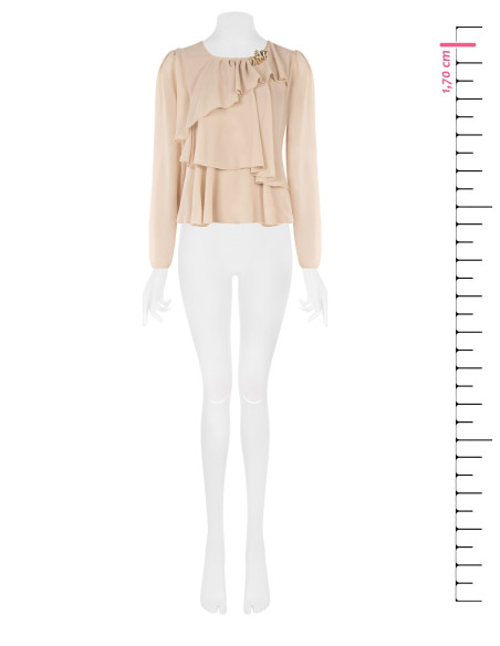 Blouse en georgette à volants superposés avec broche décorative Rinascimento