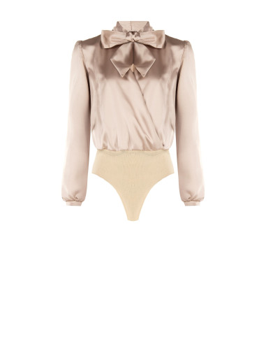 Body ample en satin avec décolleté en V croisé et nœud Rinascimento