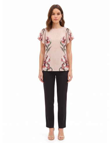 Blouse à maxi fleurs et manches volantées Rinascimento