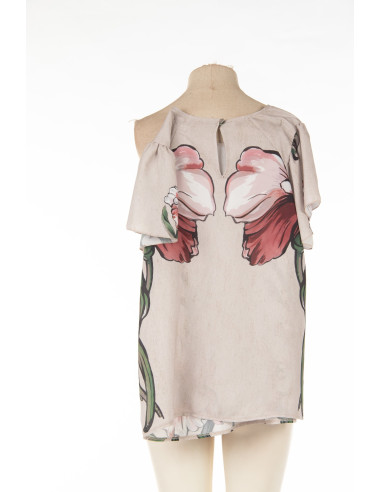 Blouse à maxi fleurs et manches volantées Rinascimento