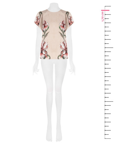 Blouse à maxi fleurs et manches volantées Rinascimento