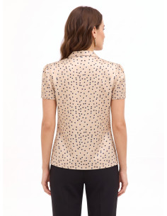 Blouse en satin à pois doubles avec col en V et nœud Rinascimento 2