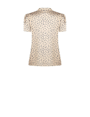 Blouse en satin à pois doubles avec col en V et nœud Rinascimento