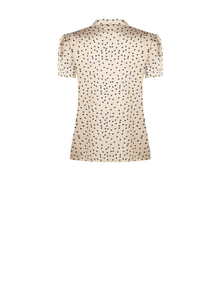 Blouse en satin à pois doubles avec col en V et nœud Rinascimento