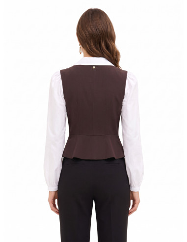 2-in-1-top met katoenen blouse en peplumgilet Rinascimento