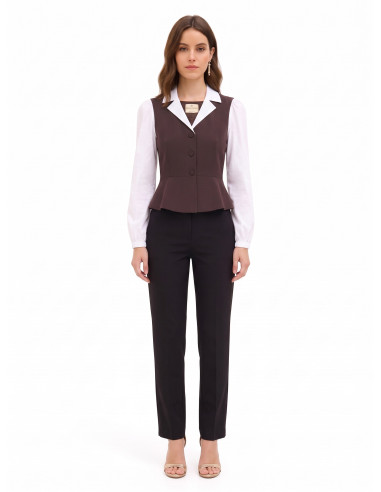 2-in-1-top met katoenen blouse en peplumgilet Rinascimento