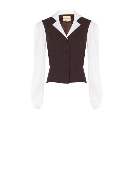 Top effet 2-en-1 avec chemise en coton et gilet péplum Rinascimento