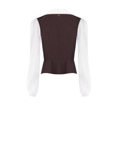 Top effet 2-en-1 avec chemise en coton et gilet péplum Rinascimento