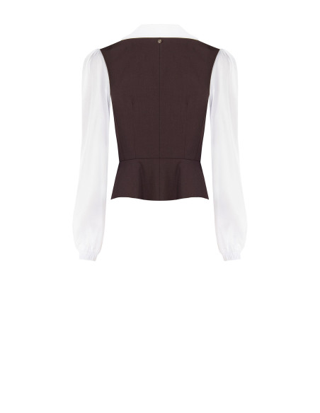 Top effet 2-en-1 avec chemise en coton et gilet péplum Rinascimento