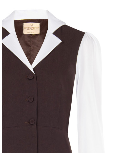 Top effet 2-en-1 avec chemise en coton et gilet péplum Rinascimento