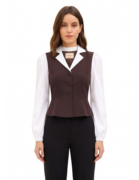 2-in-1-top met katoenen blouse en peplumgilet Rinascimento