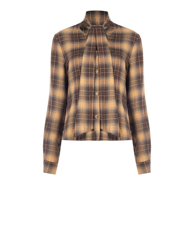 Geruite blouse met strik en ronde hals Rinascimento