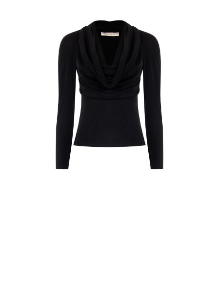 Top ajusté en viscose mélangée avec décolleté drapé Rinascimento