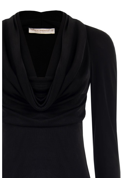 Top ajusté en viscose mélangée avec décolleté drapé Rinascimento
