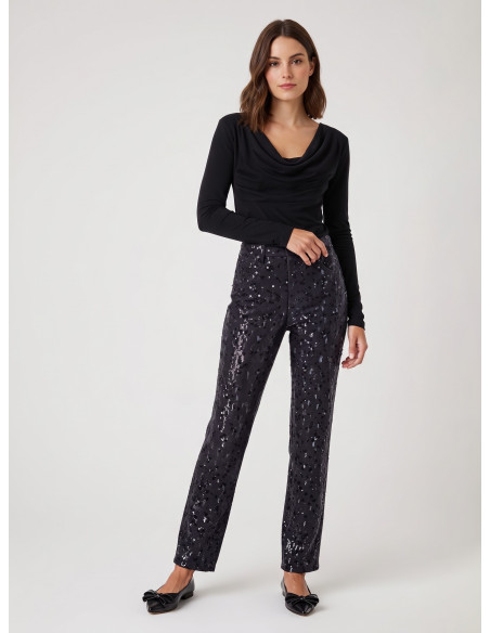 Top ajusté en viscose mélangée avec décolleté drapé Rinascimento