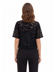 Blouse oversize en tulle avec broderies et sequins Rinascimento 2