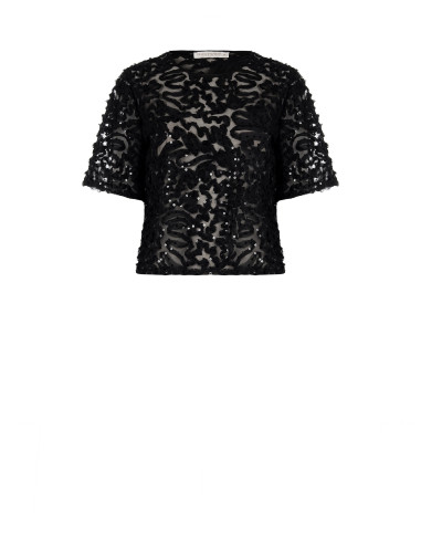 Blouse oversize en tulle avec broderies et sequins Rinascimento