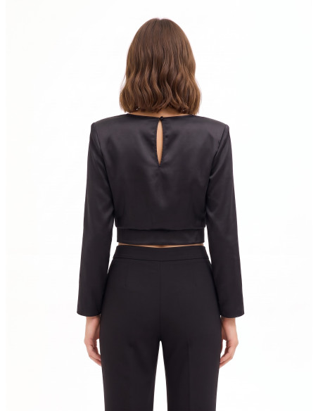 Blouse crop en satin à bretelles Rinascimento