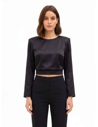 Blouse crop en satin à bretelles Rinascimento
