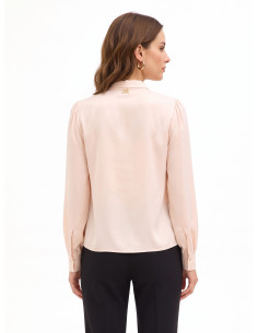 Blouse van mat satijn met V-hals en verborgen knopen Rinascimento 2
