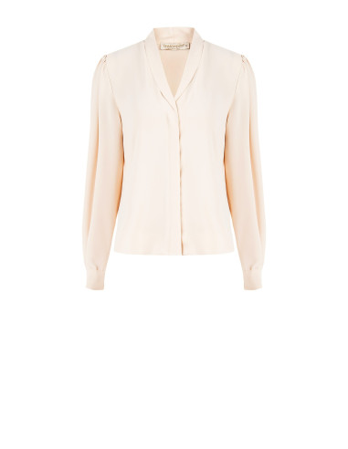 Blouse en satin mat avec col en V et boutons dissimulés Rinascimento