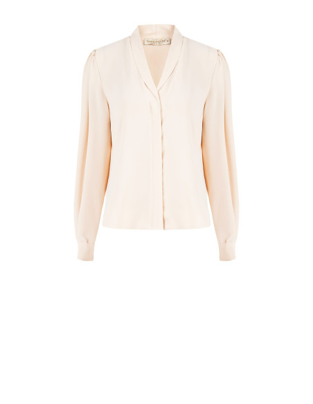 Blouse en satin mat avec col en V et boutons dissimulés Rinascimento