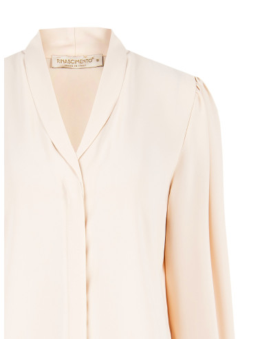 Blouse en satin mat avec col en V et boutons dissimulés Rinascimento