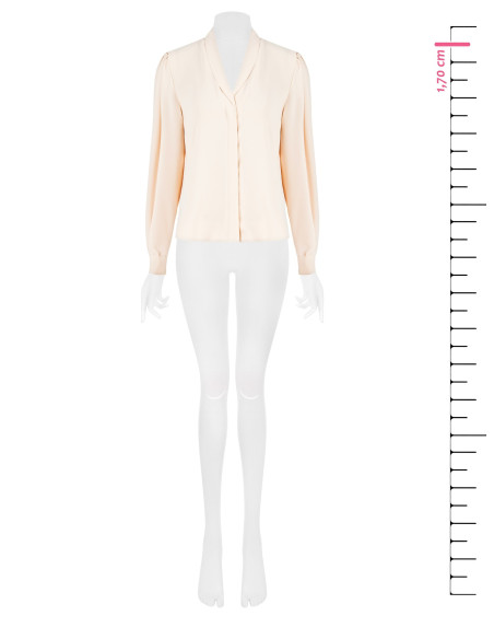 Blouse van mat satijn met V-hals en verborgen knopen Rinascimento