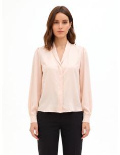 Blouse en satin mat avec col en V et boutons dissimulés Rinascimento